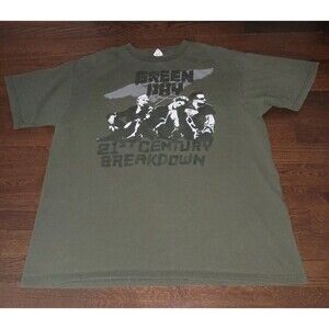 Green Day Shirt Mens XL 21st Century Breakdown Music Band Graphic Tee Green